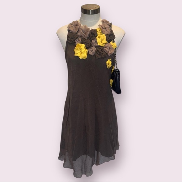 CAMILLA AND MARC 100% Silk Fairy Dress, Runway Designer 3D Floral Embellishments - Picture 3 of 12